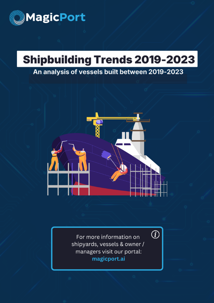 Shipbuilding Trends 2019 - 2023 report cover by MagicPort