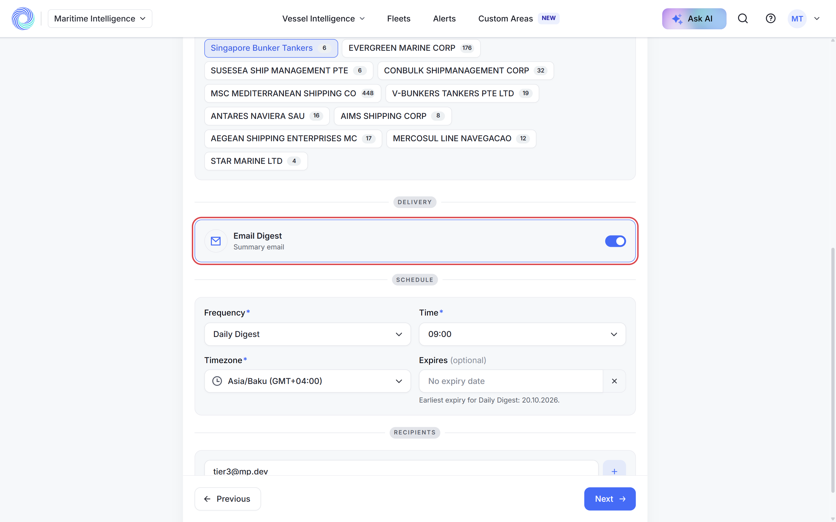 Email Digest and its schedule