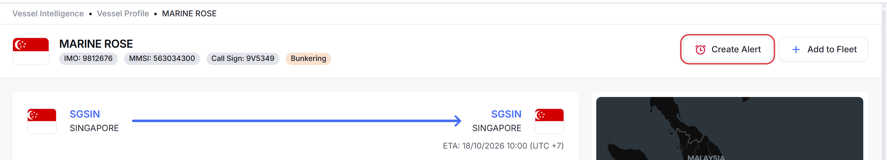 Create Alert on a vessel profile