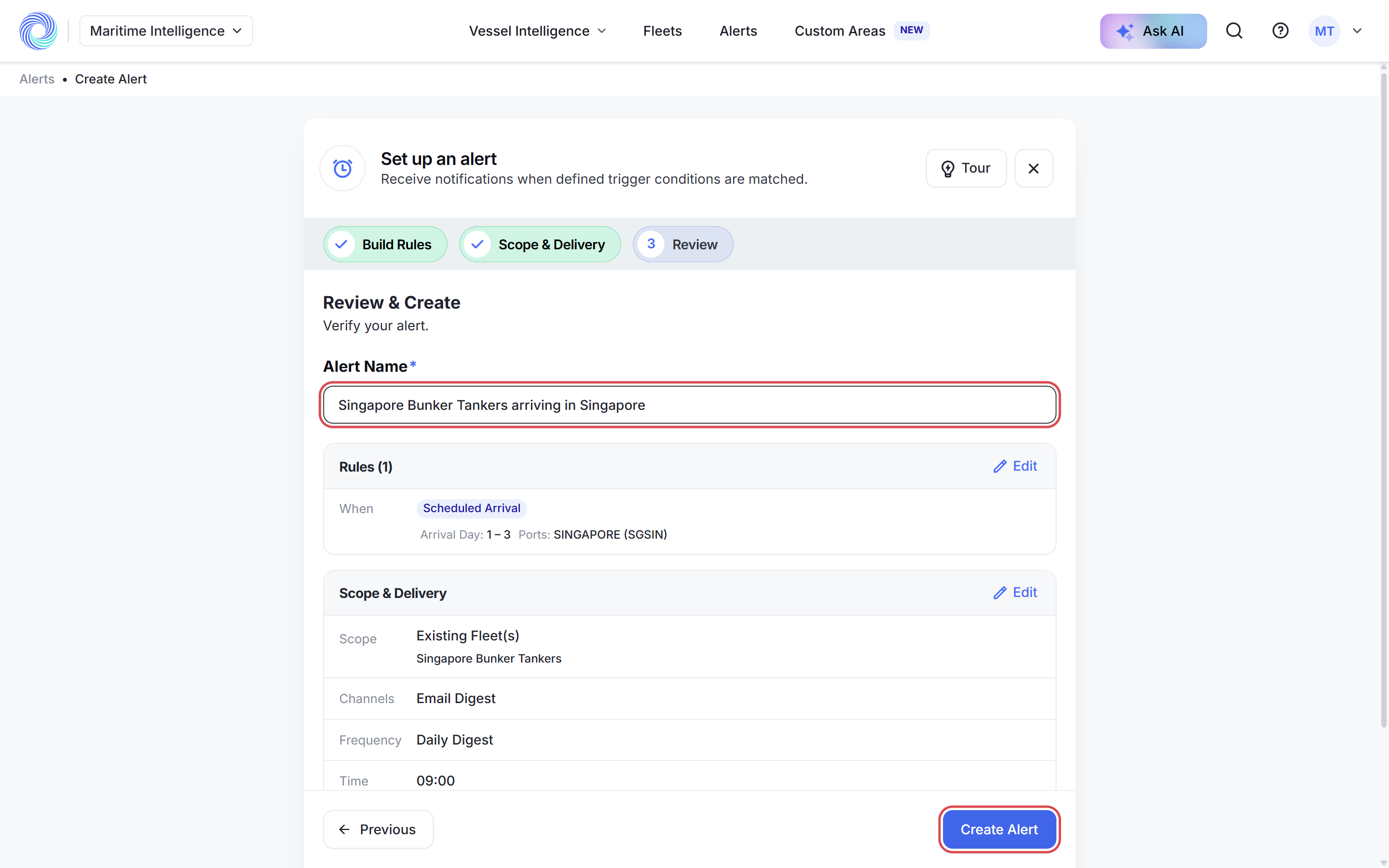 The Review & Create step