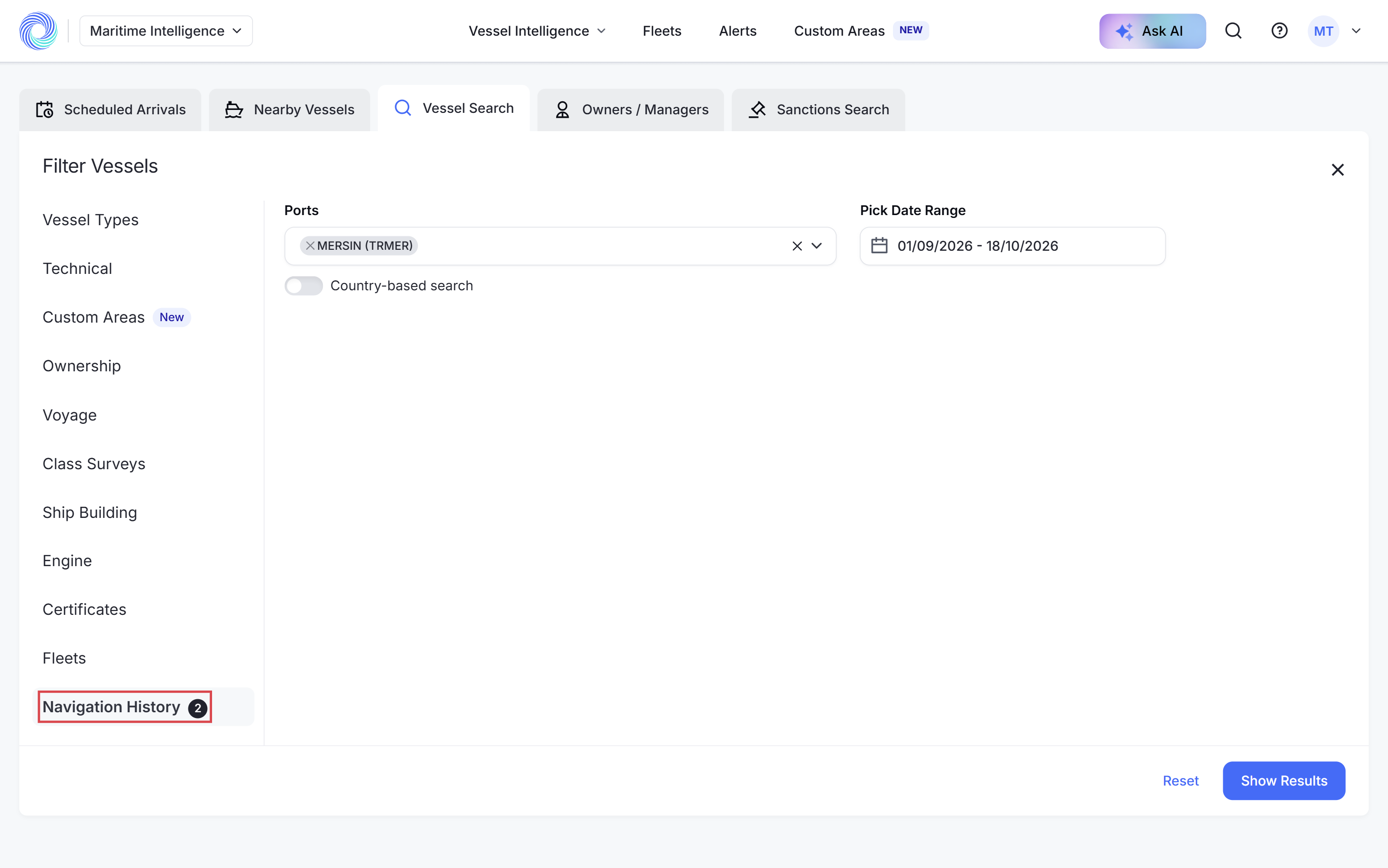 The Navigation History filter