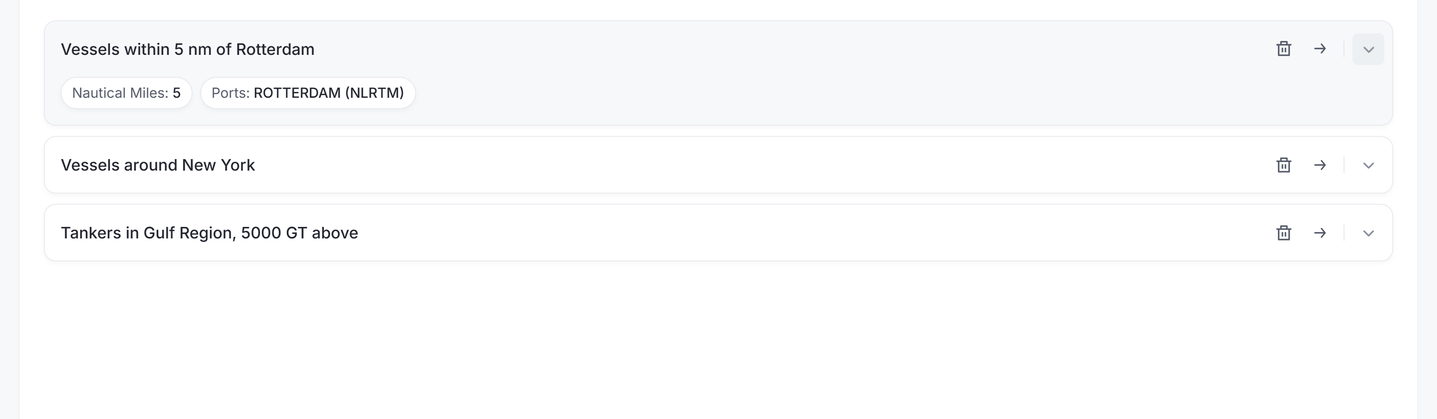 Your Saved Searches with one search expanded