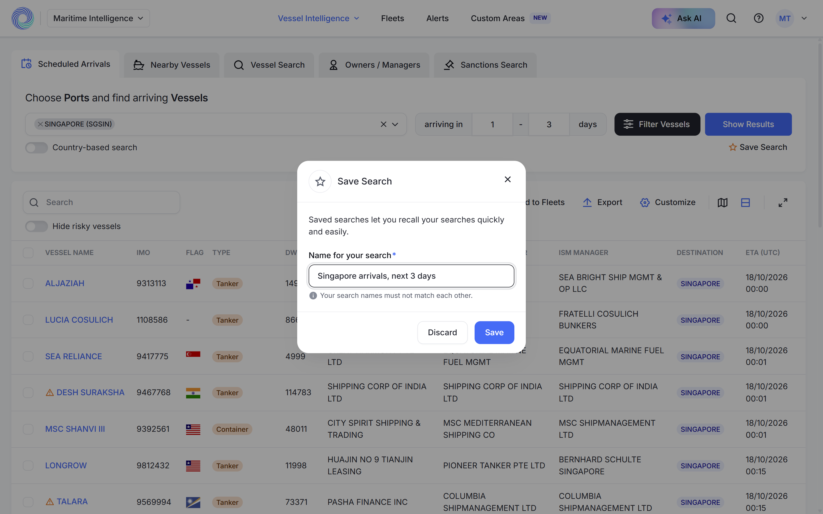 The Save Search dialog