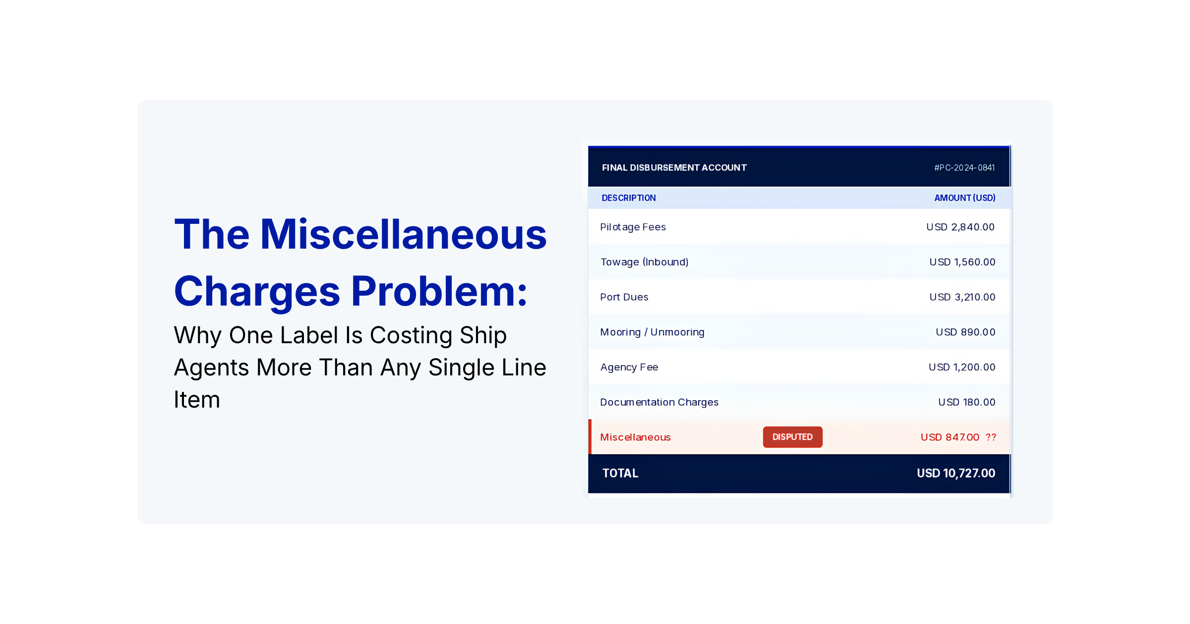 The Miscellaneous Charges Problem: Why One Label Is Costing Ship Agents More Than Any Single Line Item